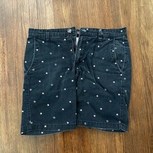 Star-Patterned Navy Denim Shorts